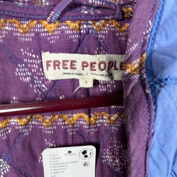 NWT Free People Jacket Womens Large Winnie Quilted Dutch Boho Patchwork Pockets - Picture 5 of 13